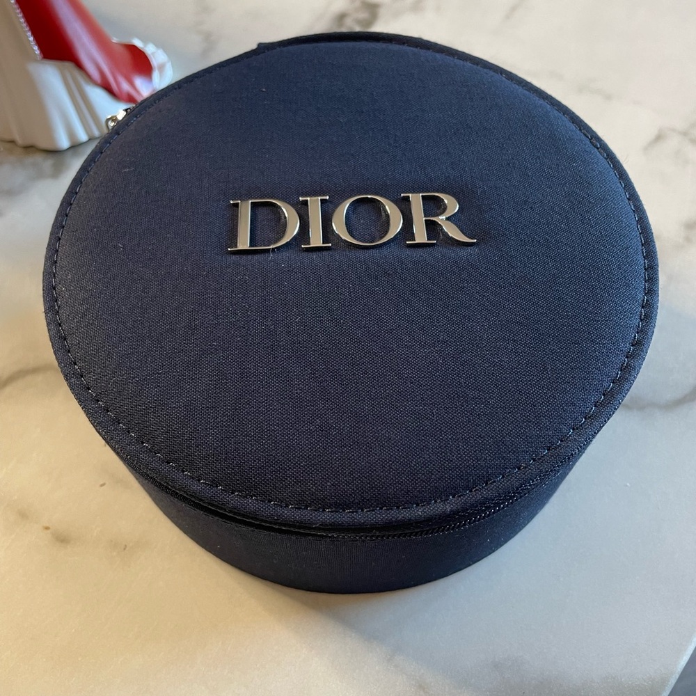 DIOR Beauty Vanity Case Round Makeup Bag With Mirror NEW! - Picture 1 of 7